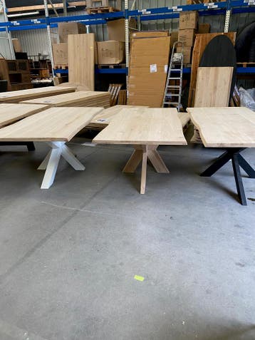 Aerts massief eiken eettafel + onderstel naar keuze (A-keuze, Huis en Inrichting, Nieuw, Eikenhout