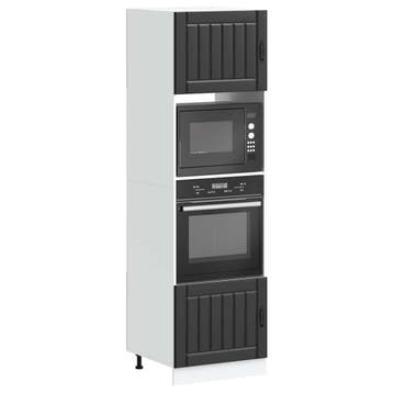 vidaXL Ovenkasten 2 st Lucca bewerkt hout zwart, Verzenden, Nieuw
