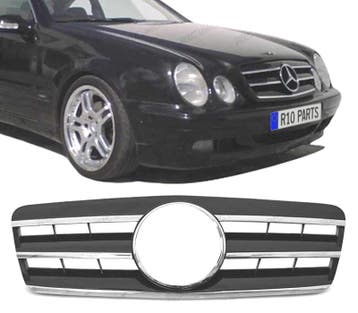 CALANDRE MERCEDES CLK W208 COUPÉ CABRIO 96-02 NOIR CHROMÉ, Verzenden