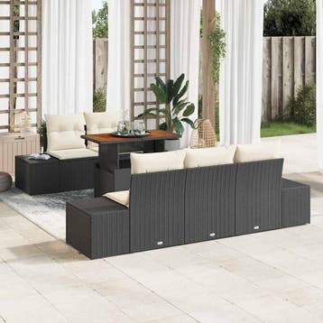 vidaXL Tuinbank Set 6 st Zwart en Crème, Verzenden