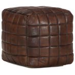 vidaXL Poef 40x40x40 cm echt geitenleer donkerbruin, Maison & Meubles, Canapés | Repose-pieds & Poufs, Verzenden