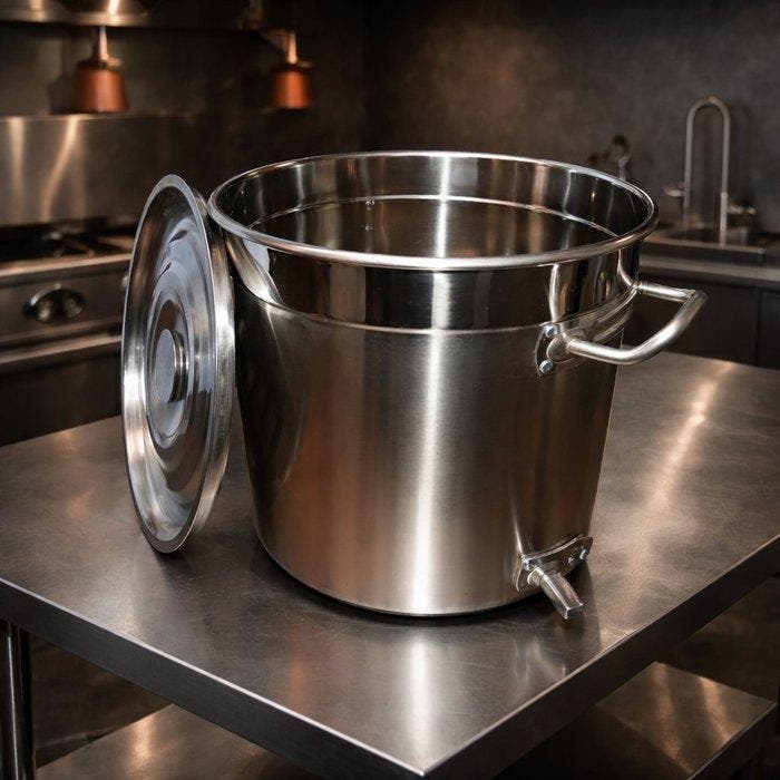 Kookpan - 70-liter kookketel met kraan voor professioneel, Antiek en Kunst, Antiek | Keukengerei