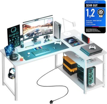 COMHOMA Gamingtafel met stopcontact, 120 x 80 cm, bureau, ho, Verzenden, Nieuw