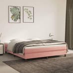 vidaXL Boxspring met matras fluweel roze 160x200 cm, Verzenden
