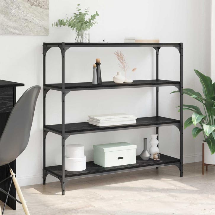 vidaXL Boekenkast Zwart Eiken 40 x 33 x 70.5 cm, Huis en Inrichting, Kasten | Boekenkasten, Nieuw, Verzenden