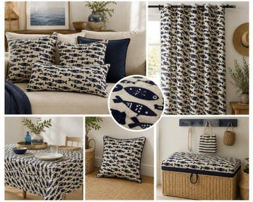 Prachtige stof met mediterraan kustdecor - Textiel - 2.8 m -