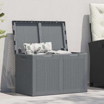 vidaXL Tuinbox 180 L PP rattan grijs, Verzenden