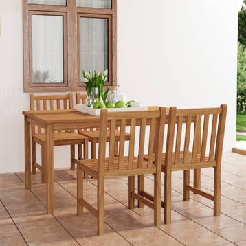 vidaXL 5-delige tuinset 150x90 cm massief teakhout, Verzenden, Tuinset