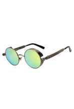 Ronde Zonnebril Steampunk Vintage Brons Montuur Rond Limegro, Ophalen of Verzenden, Nieuw, Geel