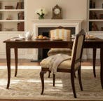 Stoel (2) - Walnoot - Gestreept textiel