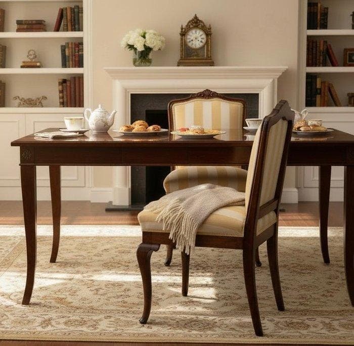 Stoel (2) - Walnoot - Gestreept textiel, Antiquités & Art, Antiquités | Autres Antiquités