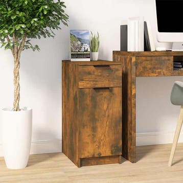 vidaXL Bureaukast 33,5x50x75 cm bewerkt hout gerookt, Verzenden, Nieuw