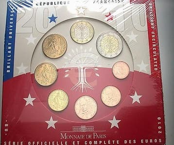 3,88 Euro,munten set 1 Cent-2 Euro 2010 Frankreich Republik, Verzenden