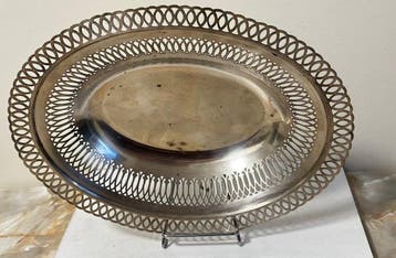 Serveerschaal - Verzilverd - oval zilverplaat