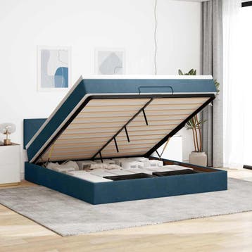 vidaXL Ottoman bed met matras 180x200 cm fluweel donkerblauw, Verzenden, Nieuw