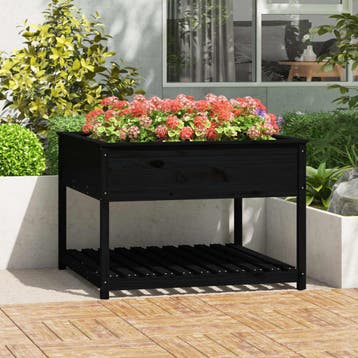 vidaXL Plantenbak met schap 111,5x111,5x81 cm massief, Verzenden