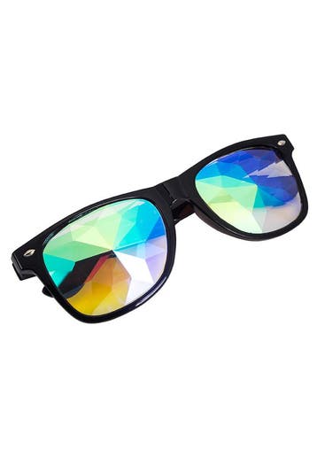 KIMU® Rechthoekige Bril Caleidoscoop Zwart Montuur Rechthoek, Kleding | Heren, Carnavalskleding en Feestkleding, Ophalen of Verzenden