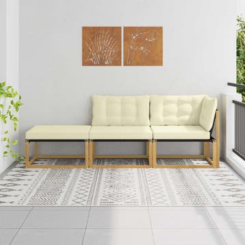 vidaXL Buiten bank set Massief Acacia Hout Wit, Tuin en Terras, Verzenden, Nieuw