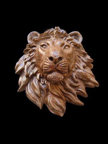 sculptuur, Decorazione Testa Di Leone - 24 cm - Gegoten