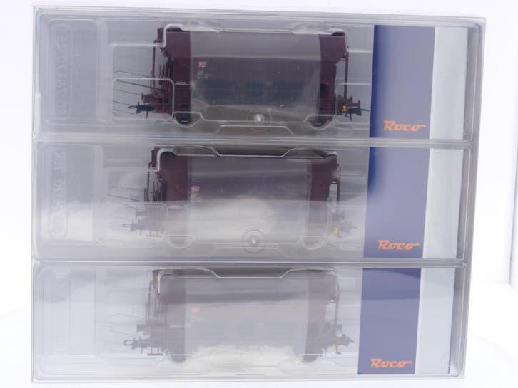 Schaal H0 Roco 67575 3-delige set zwenkbare dakwagen type..., Hobby en Vrije tijd, Modeltreinen | H0, Gelijkstroom, Analoog, Zo goed als nieuw