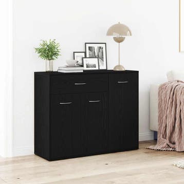 vidaXL Dressoir Zwart Eiken 88x30x70 cm Engineered Wood, Huis en Inrichting, Verzenden, Nieuw