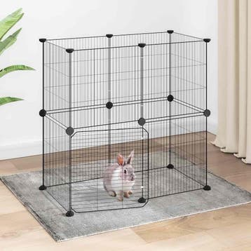 vidaXL Huisdierenkooi met deur 12 panelen 35x35 cm staal, Verzenden, Nieuw