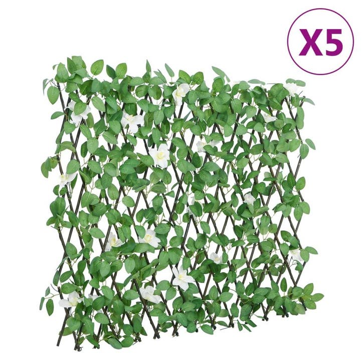 vidaXL Kunstplant klimop op latwerk 5 st uittrekbaar 186x30, Tuin en Terras, Tuinhekken en Hekwerk, Nieuw, Verzenden