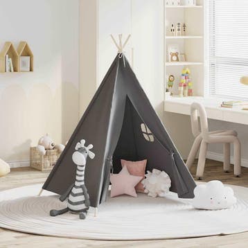 vidaXL Kindertipitent met tas 120x120x150 cm peachskin grijs, Verzenden, Nieuw