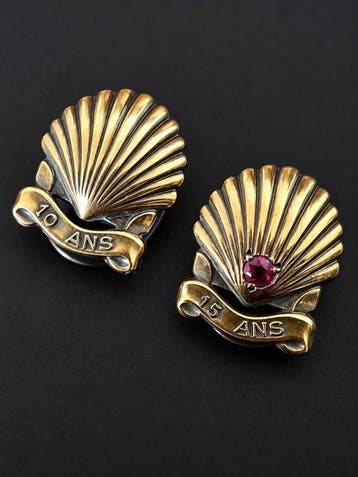Zilver, verguld zilver - Broche - Reversknopen -