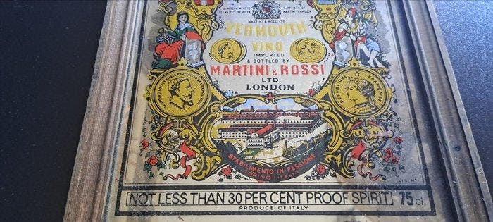 Reclamespiegel. - Martini - Reclamebord (2) - Glas, Antiek en Kunst, Antiek | Wandborden en Tegels