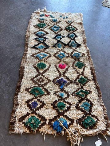 Vintage Moroccan Berber Rug – Handmade Wool Tribal Carpet –