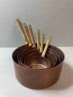 Pan (6) - Set van 6 Antieke Franse Koperen Steelpannen -, Antiek en Kunst