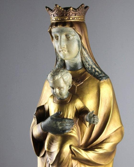 J.P. Maas en zoon - Beeld, Madonna and Child - 63 cm - Gips, Antiek en Kunst, Kunst | Niet-Westerse kunst