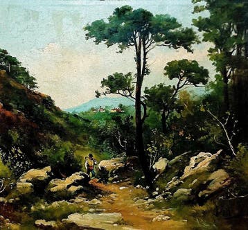 J. Gil (XIX-XX) - Paisaje con Campesino