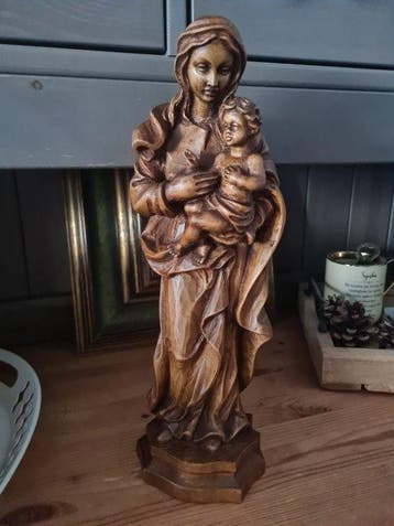 sculptuur, Madonna z Dziecitkiem - 34 cm - Hout