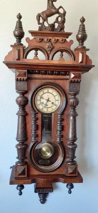Biedermeier regulateur (2) Biedermeier - Mahonie, Eik -, Antiek en Kunst, Antiek | Klokken