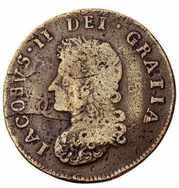 Ierland. James II. 1/2 Penny 1691 Gunmoney Siege of