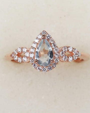 Aquamarijn - Zilver, De Spiegel der Zeemeerminnen – Ring met