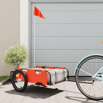 vidaXL Fietstrailer oxford stof en ijzer oranje, Verzenden, Nieuw