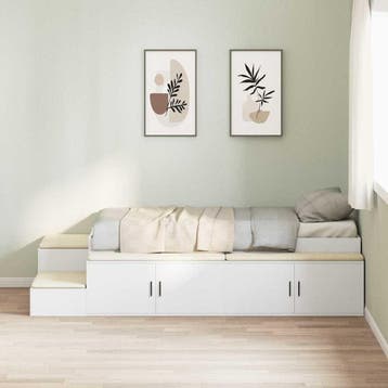 vidaXL Opbergbedframe Wit 80 cm Bewerkt hout, Huis en Inrichting, Verzenden, Nieuw