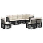 vidaXL Tuinbank Set 8 pcs Zwart poly rattan, Verzenden