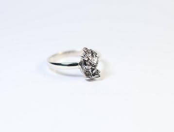 Meteoriet Campo del Cielo ring / nieuw 925. Sterlingzilver -