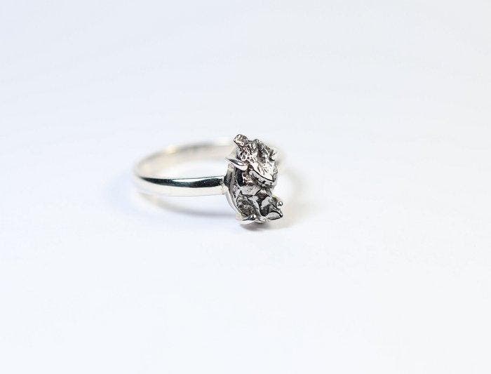 Meteoriet Campo del Cielo ring / nieuw 925. Sterlingzilver -, Verzamelen, Mineralen en Fossielen
