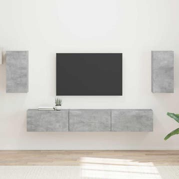 vidaXL Tv-meubelset 5 st Beton Grijs Bewerkt hout, Verzenden, Nieuw