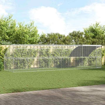 vidaXL Kippenhok 4 st Zilver 800 x 200 x 200 cm Staal en PE, Verzenden, Nieuw