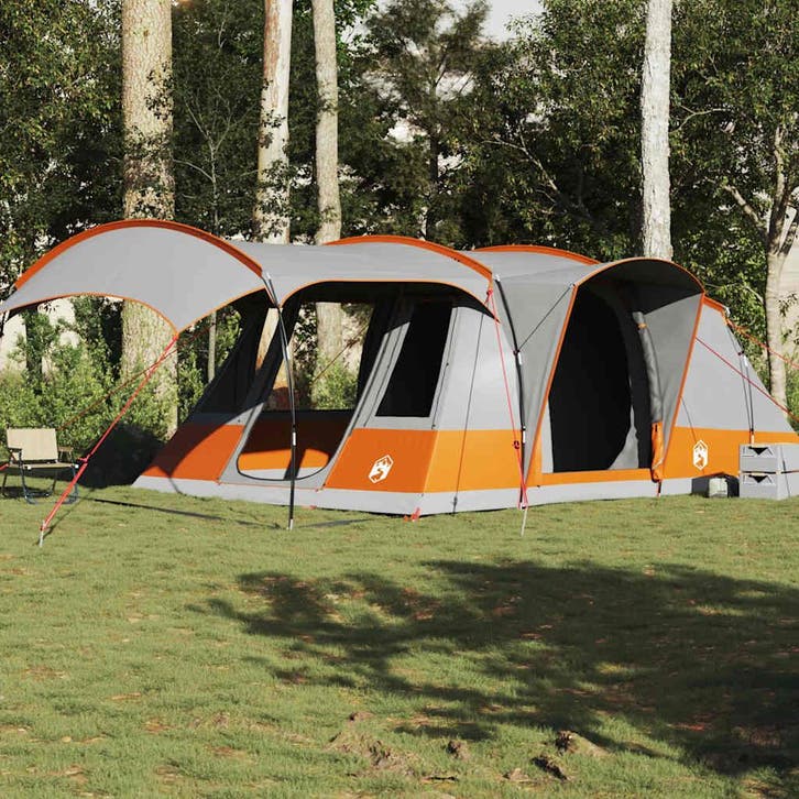 vidaXL Tunneltent 5-persoons waterdicht grijs en oranje, Caravanes & Camping, Tentes, Envoi