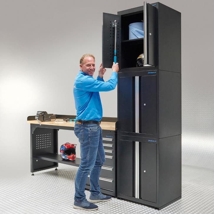 Datona Werkbank 200 cm 3 kast deuren 1 kast lades bamboe -, Bricolage & Construction, Établis, Enlèvement ou Envoi