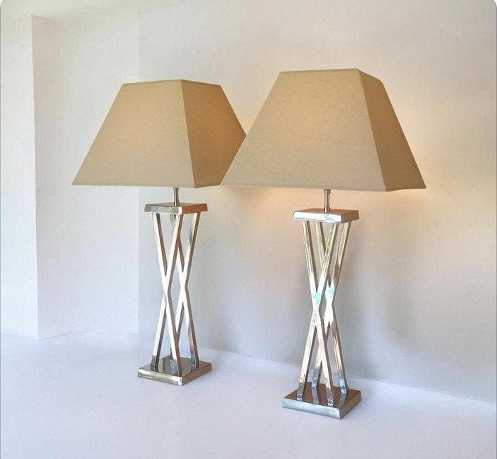 Lamp (2) - Chic & Design - Paris - Verzilverd metaal, Antiek en Kunst, Curiosa en Brocante