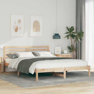 vidaXL Bedframe met hoofdeinde Bruin 160 x 220 cm Massief, Huis en Inrichting, Slaapkamer | Bedden, Verzenden, Nieuw