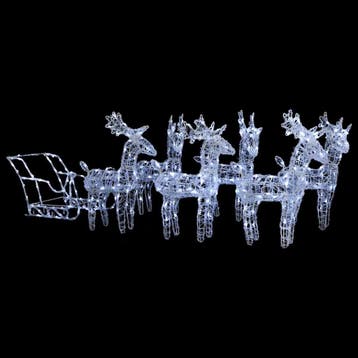 vidaXL Kerstversiering rendieren en slee 320 LEDs acryl, Verzenden, Nieuw
